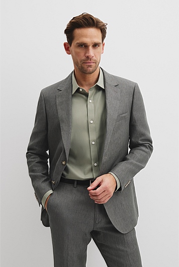 Regular Fit Linen Single Breasted Jacket