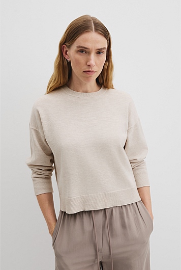 Organically Grown Cotton Linen Crew Neck Knit