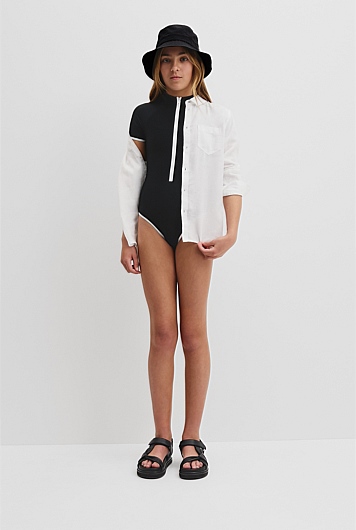 Short Sleeve Contrast Logo Swim
