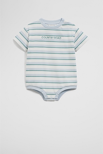 Organically Grown Cotton Oversize Stripe Short Sleeve Bodysuit