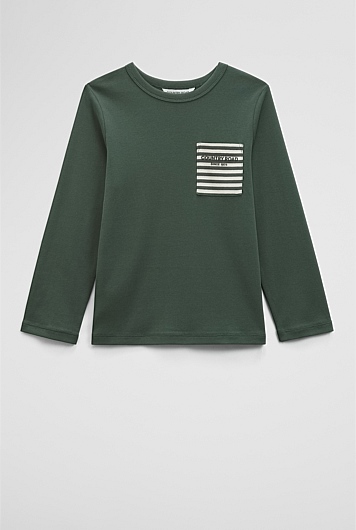 Cotton Long Sleeve Pocket T-Shirt