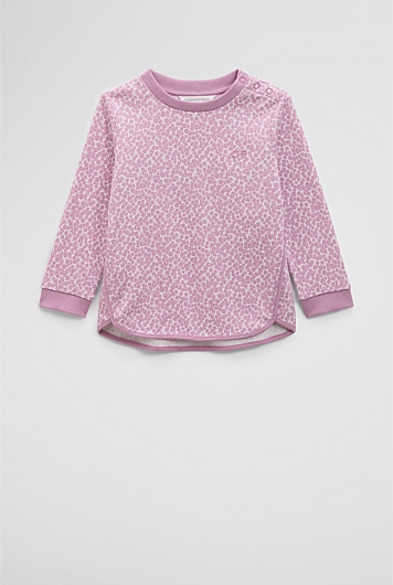 Organically Grown Cotton Long Sleeve Sequin Logo T-Shirt