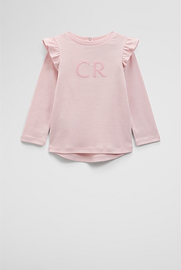 Long Sleeve Logo Frill T-Shirt