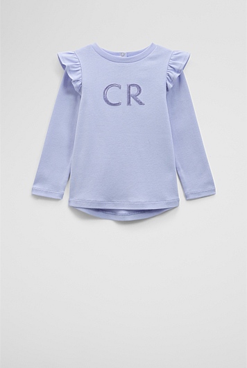 Long Sleeve Logo Frill T-Shirt