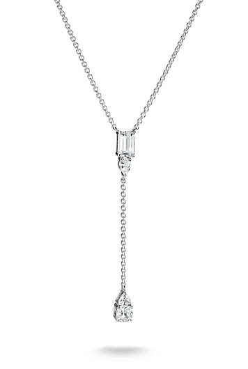 Bold Y Chain With Stones In Silver