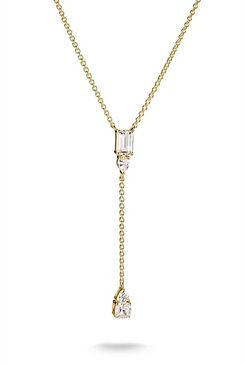 Bold Y Chain With Stones In Gold