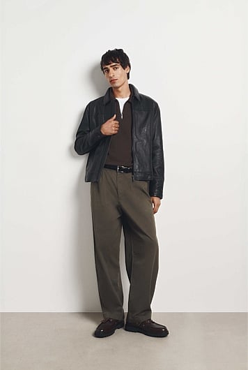 Pleated Wide Leg Chino