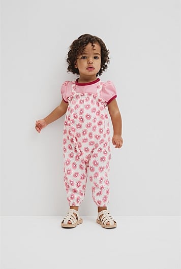Short Sleeve Printed Overall Set
