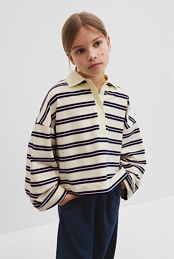 Teen Organically Grown Cotton Long Sleeve Stripe Rugby Top