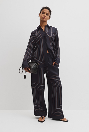 Scarf Stripe Silk Pant