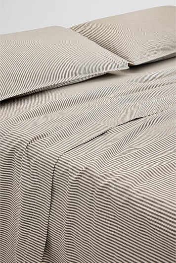 Brae Australian Cotton Stripe Queen Flat Sheet