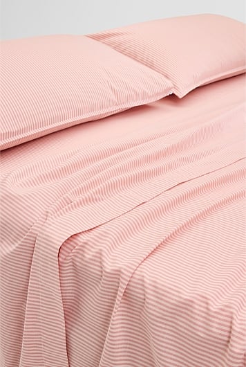 Brae Australian Cotton Stripe Queen Flat Sheet