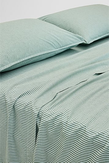 Brae Australian Cotton Stripe Queen Flat Sheet