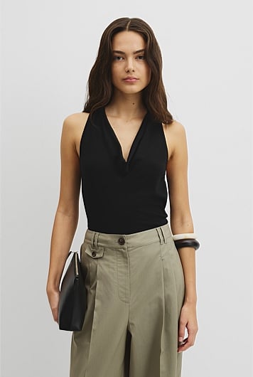 Wool V-Neck Drape Tank