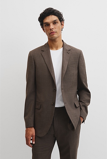 Regular Fit Wool Blend Houndstooth Jacket