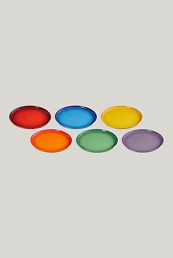 Stoneware Rainbow Set Of 6 Coupe Salad Plates 22cm