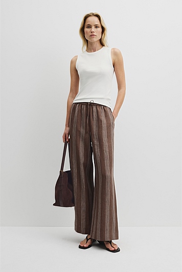 Stripe Linen Pull On Pintuck