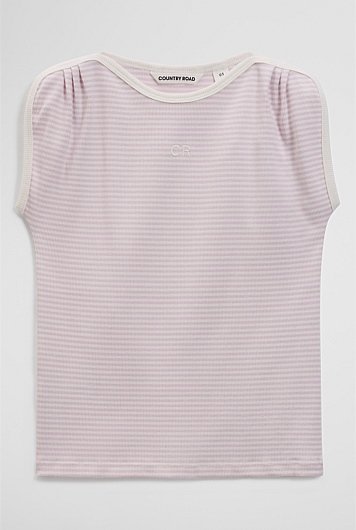 Australian Cotton Short Sleeve Stripe Rib T-Shirt