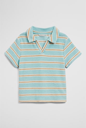 Relaxed Fit Stripe Terry Polo