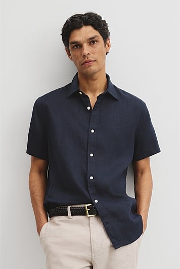 Regular Fit Short Sleeve Linen Shirt