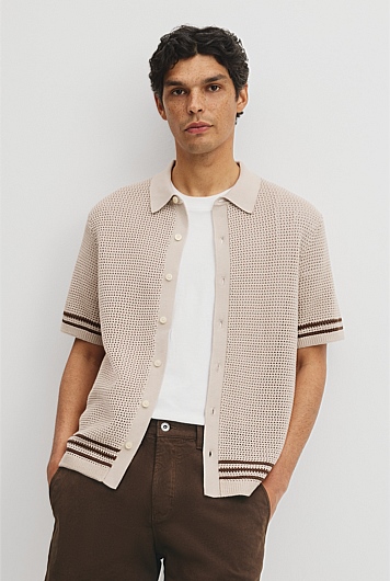 Relaxed Fit Australian Cotton Stripe Knit Shirt