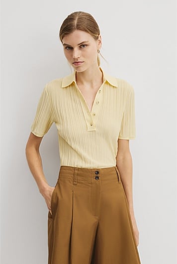 Short Sleeve Rib Knit Polo
