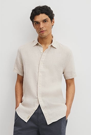 Regular Fit Short Sleeve Linen Shirt