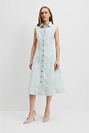 Cinched Denim Midi Dress