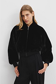 Recycled Polyester Fur Bomber Jacket
