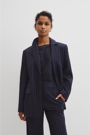 Wool Blend Pinstripe Classic Blazer