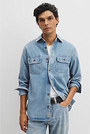 Long Sleeve Regular Workwear Denim Over-Shirt