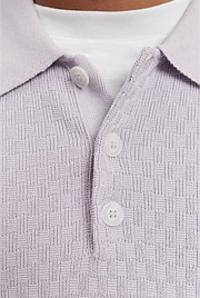 Cotton Silk Textured Long Sleeve Polo