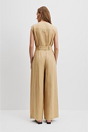 Organically Grown Linen Utility Detail Jumpsuit