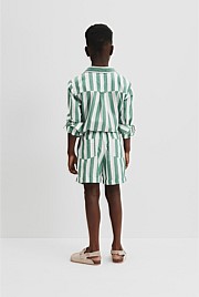 Organically Grown Cotton Blend Stripe Pull-On Short