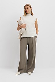 Organically Grown Cotton Blend Roll Neck Knit Vest