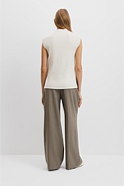 Organically Grown Cotton Blend Roll Neck Knit Vest