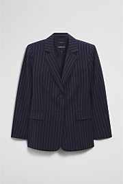 Wool Blend Pinstripe Classic Blazer