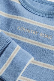 Organically Grown Cotton Stripe Logo Long Sleeve Bodysuit