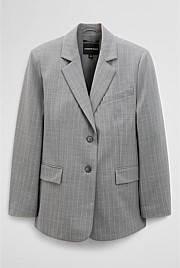 Wool Blend Pinstripe Classic Blazer