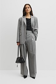 Wool Blend Pinstripe Classic Blazer