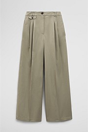 Cotton Blend Pleat Front Pant