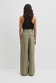 Cotton Blend Pleat Front Pant