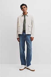 Linen Cotton Blend Button Jacket