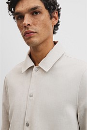Linen Cotton Blend Button Jacket