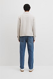 Linen Cotton Blend Button Jacket