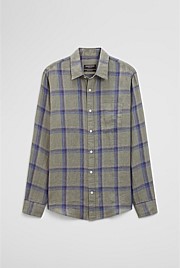 Regular Fit Linen Windowpane Check Shirt
