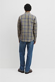 Regular Fit Linen Windowpane Check Shirt