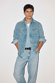 Long Sleeve Regular Workwear Denim Over-Shirt