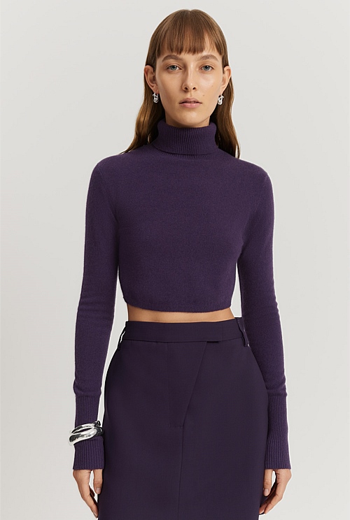Cashmere Blend Cropped Roll Neck Knit Cashmere Blend Cropped Roll Neck Knit