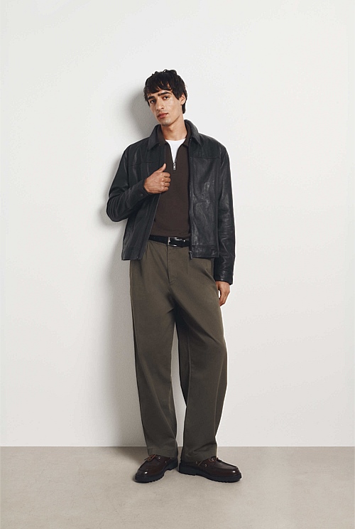 Pleated Wide Leg Chino